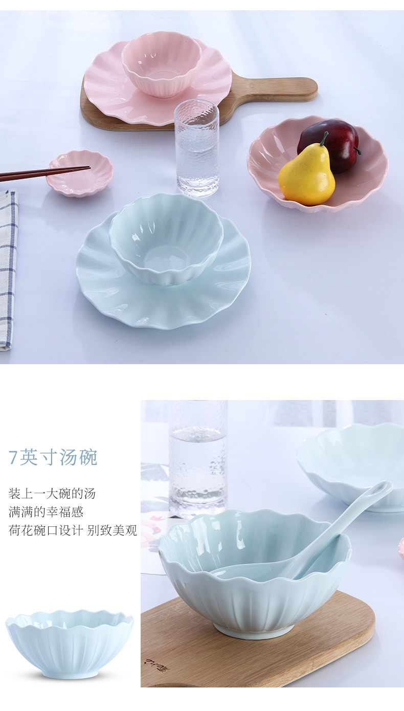 Home to eat bread and butter plate combination of jingdezhen ceramic large 0 Japanese creative contracted the noodles soup bowl dishes