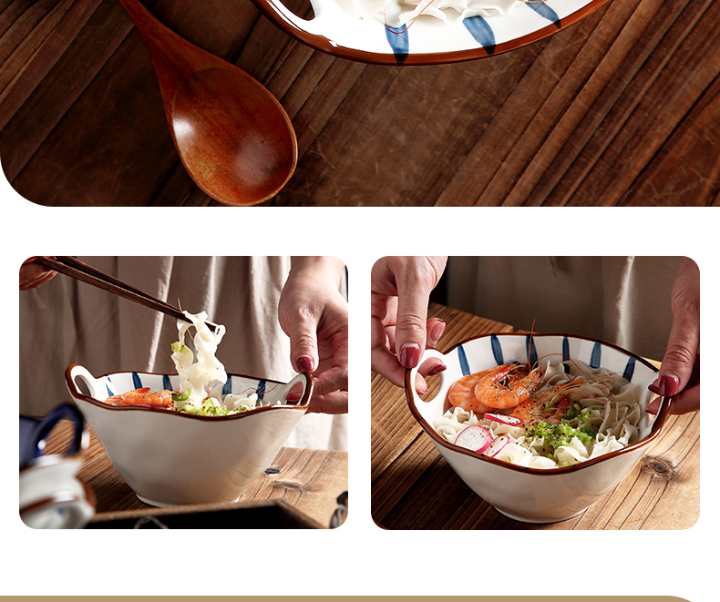 Japanese household ceramic bowl ears pull rainbow such use creative move hat to eat rainbow such as bowl bowl of soup to use a single network red tableware