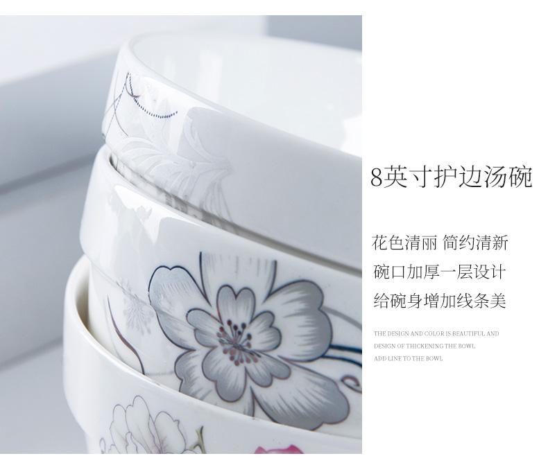 Jingdezhen ceramic tableware soup pot soup bowl Korean creative household contracted large rainbow such as bowl bowl of soup basin can be microwave