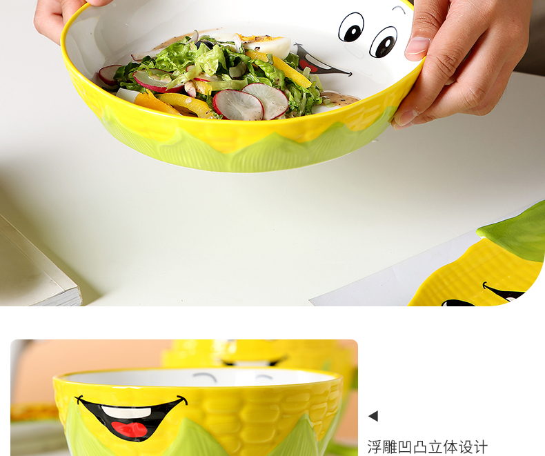 Ceramic bowl household creative move dish plates and lovely cartoon job rainbow such as bowl plate dishes set combination