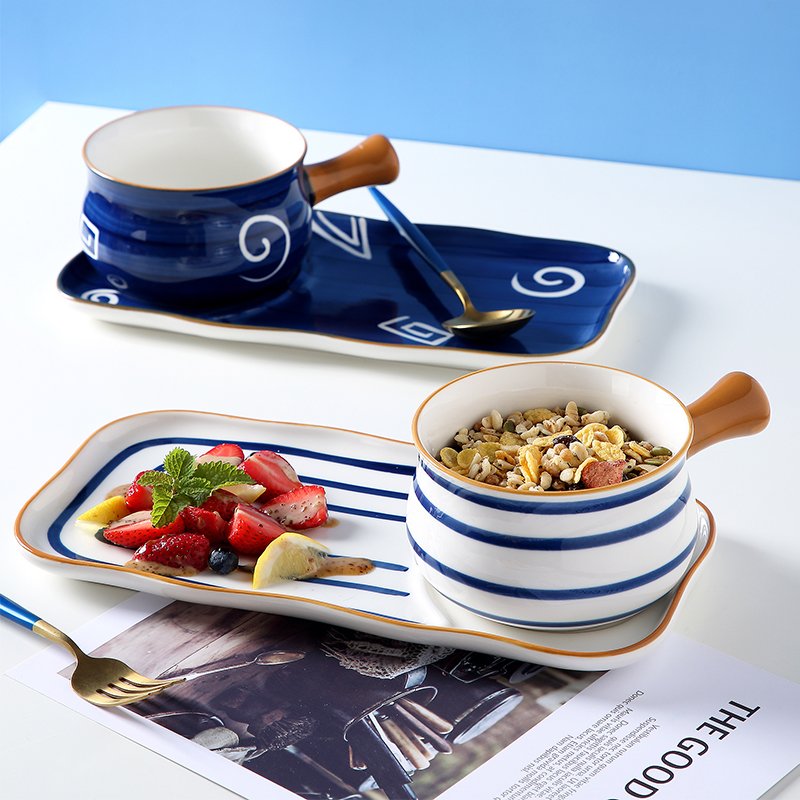 Jingdezhen ceramic household individuality creative dishes suit children oatmeal for breakfast bowl dishes one eating utensils
