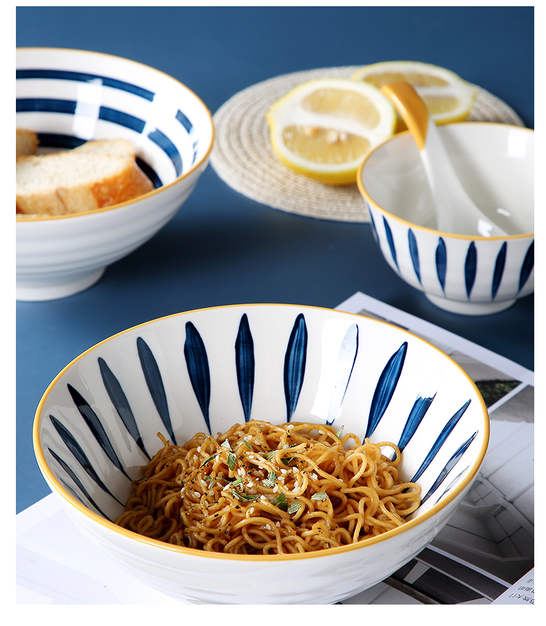 Jingdezhen Japanese ceramics eat red salad bowl household under the glaze color creativity network noodles bowl of soup bowl individual dishes