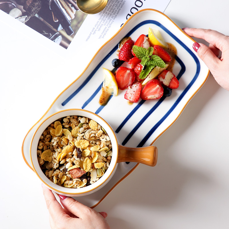 Jingdezhen ceramic household individuality creative dishes suit children oatmeal for breakfast bowl dishes one eating utensils