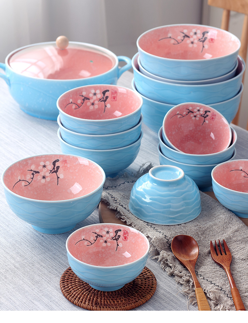 Jingdezhen ceramic bowl home eat rice bowls a single large rainbow such as bowl bowl creative Japanese contracted ipads porcelain tableware