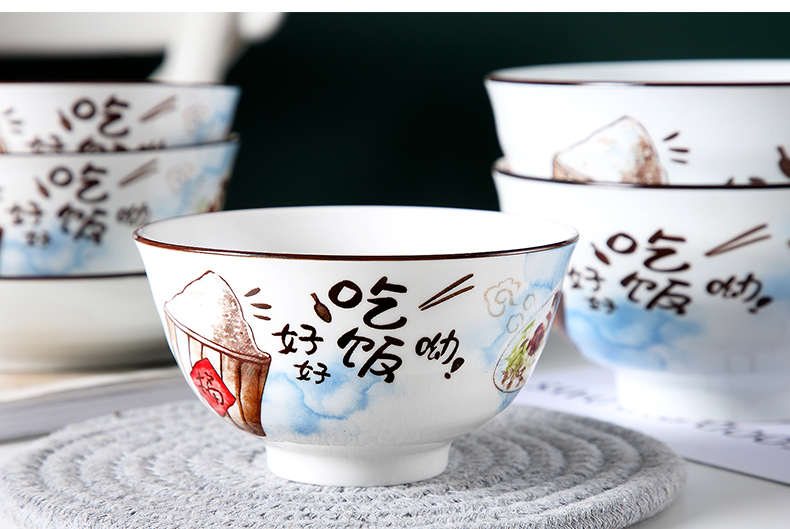 Jingdezhen ceramic bowl Japanese household 10 suit soup bowl mercifully rainbow such as bowl dishes dishes dishes under the glaze color