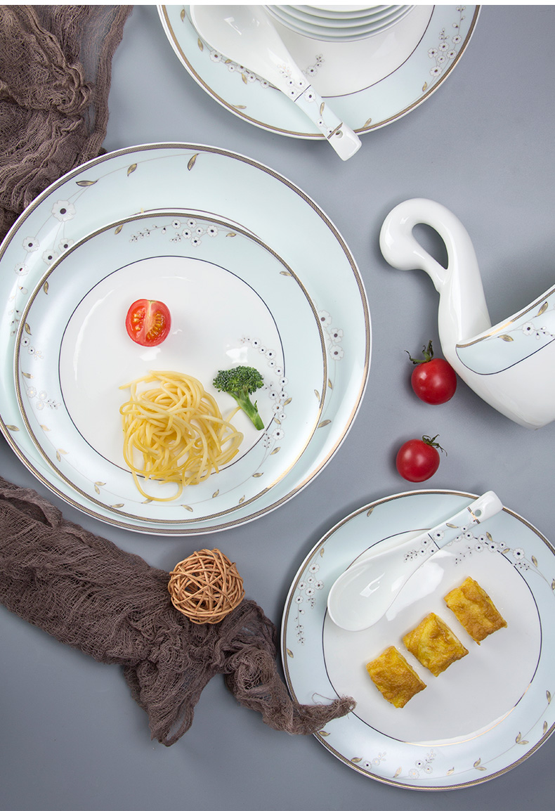 Dishes suit household contracted ipads porcelain Dishes eat ceramic bowl soup plate tableware chopsticks spoons combination of simple but elegant and pure and fresh