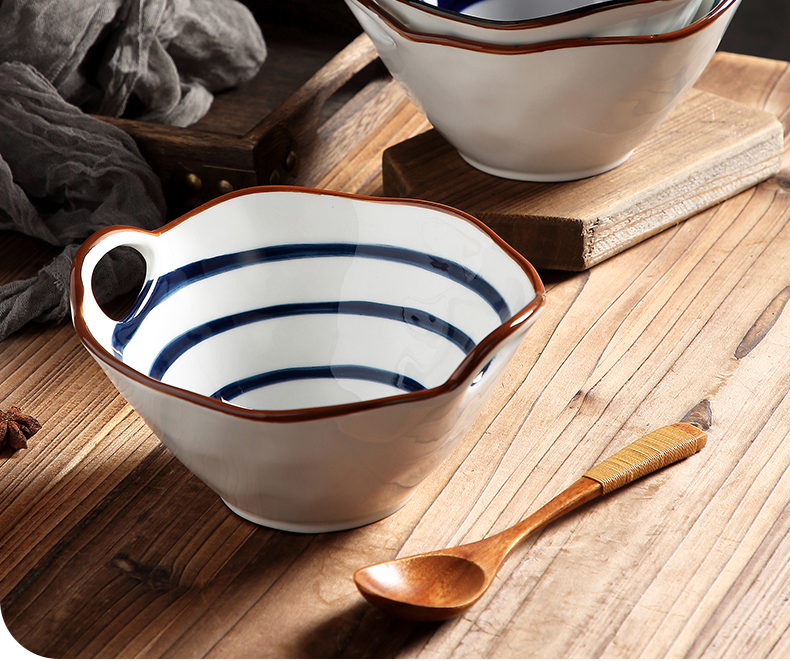 Japanese household ceramic bowl ears pull rainbow such use creative move hat to eat rainbow such as bowl bowl of soup to use a single network red tableware