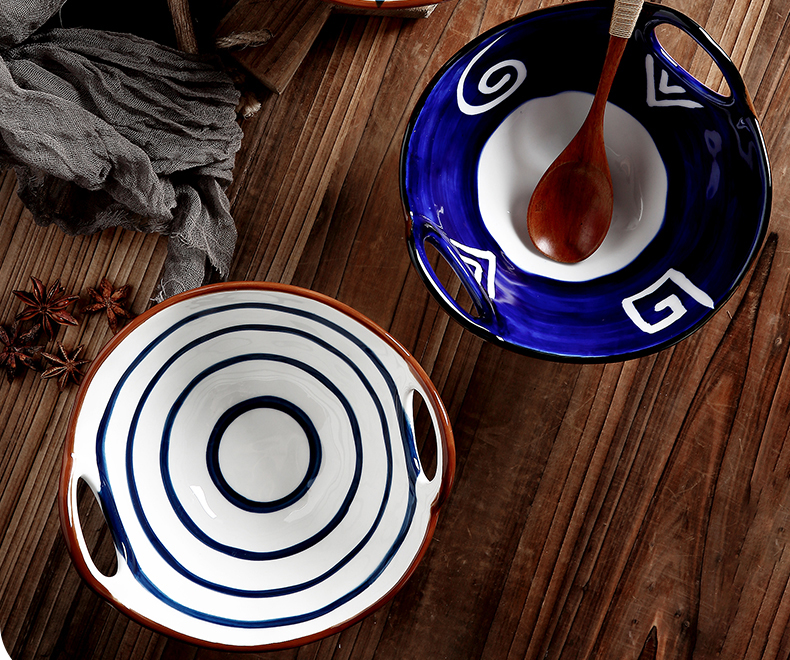 Japanese household ceramic bowl ears pull rainbow such use creative move hat to eat rainbow such as bowl bowl of soup to use a single network red tableware