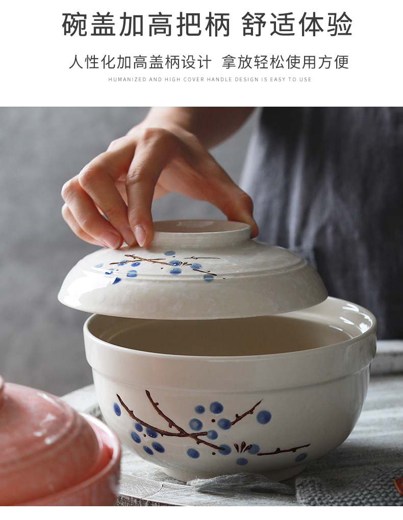 Jingdezhen ceramic bowl household use Japanese creative move eat rainbow such as bowl bowl with cover mercifully soup bowl large tableware