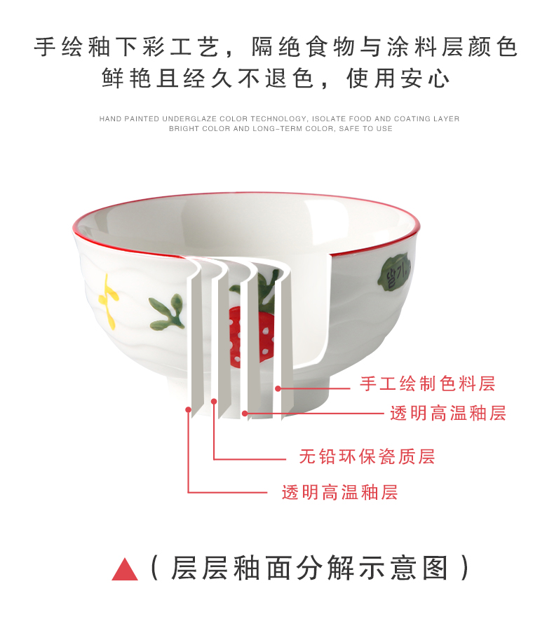 Jingdezhen Japanese ceramics eat bowl household creative move salad bowl to pull rainbow such as bowl bowl large single tableware