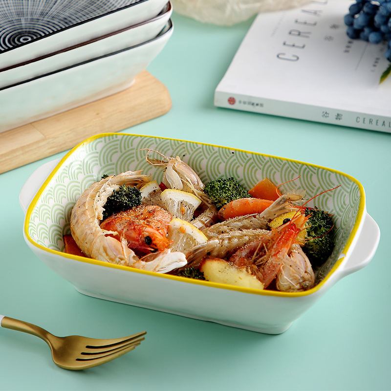 Jingdezhen Japanese - style square pan ceramic dish dish household creative move plate web celebrity for FanPan roasted bowl