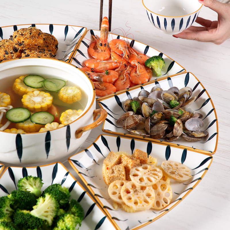 Japanese ceramic bowl household creative move dish dish dish dish to eat a bowl soup bowl single plate combination
