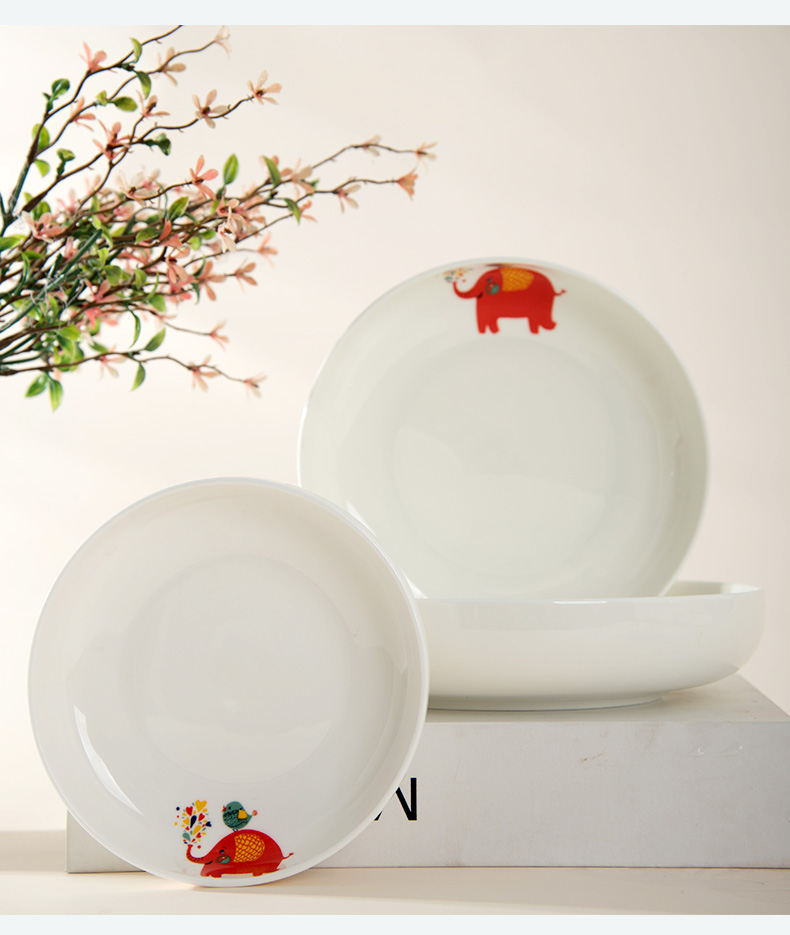 Jingdezhen ceramic plate suit household creative cartoon dish dish dish deep dish soup plate fruit plates