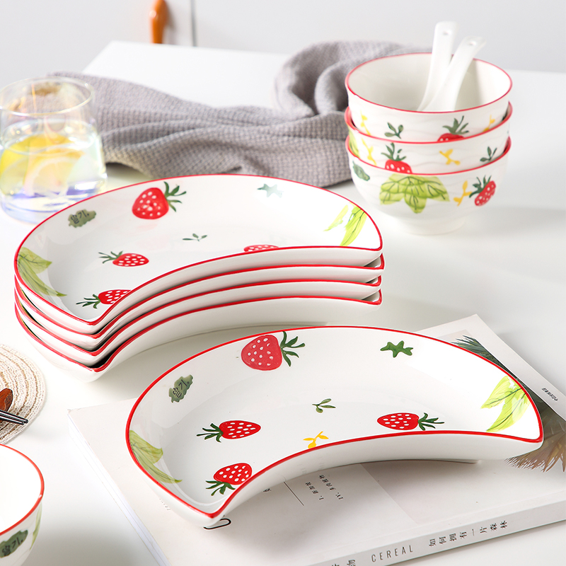 Ceramic dish dish dish household Chinese network red sun type plate reunion party dessert platter individual combination