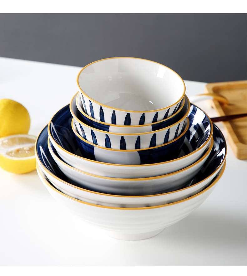 Jingdezhen Japanese ceramics eat red salad bowl household under the glaze color creativity network noodles bowl of soup bowl individual dishes