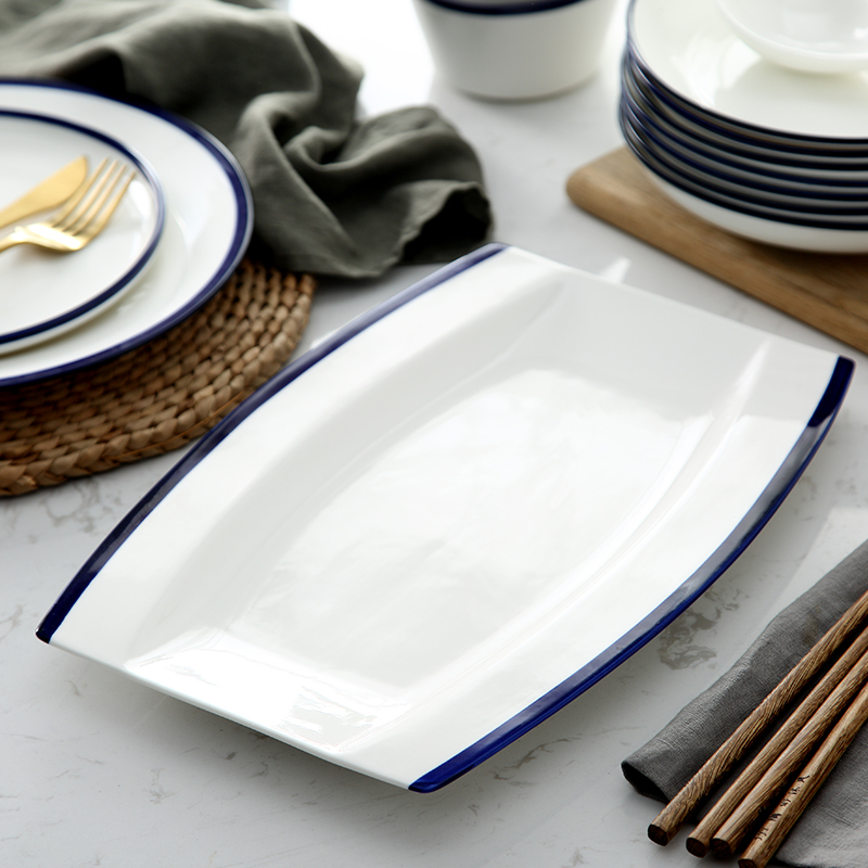 Jingdezhen ceramic home plate creative contracted round food dishes dumplings plate under the glaze color of Chinese style restoring ancient ways of tableware
