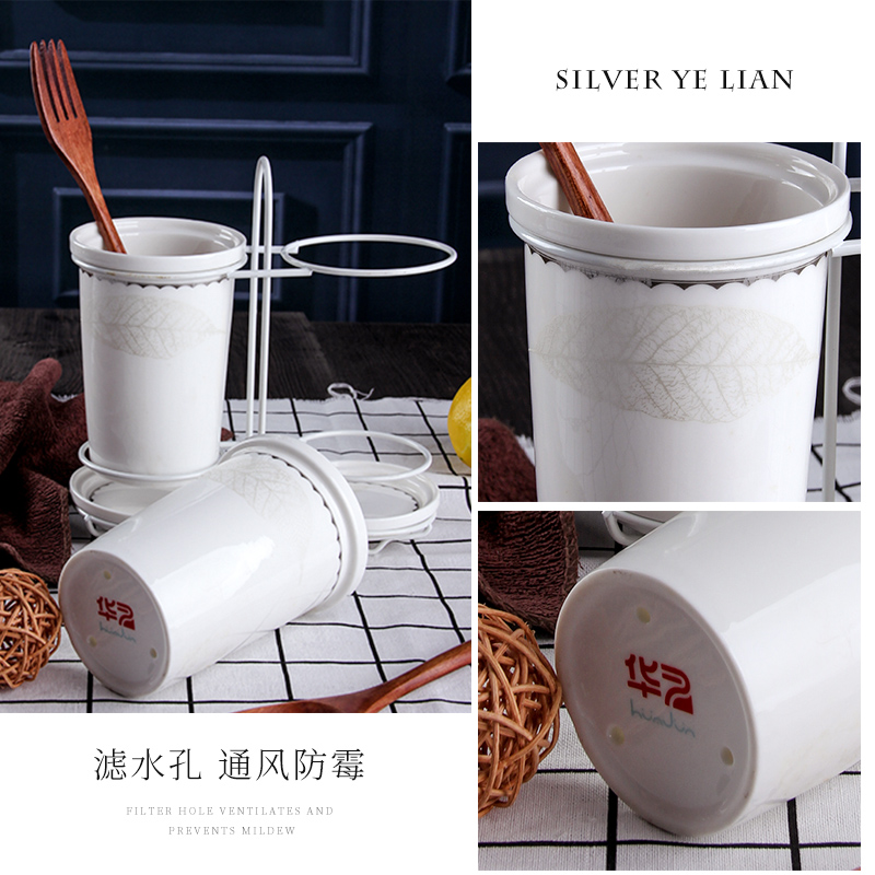 Binocular/box of bamboo chopsticks tube/cage mouldproof waterlogging under caused by excessive rainfall rack shelf Korean creative ceramic kitchen supplies