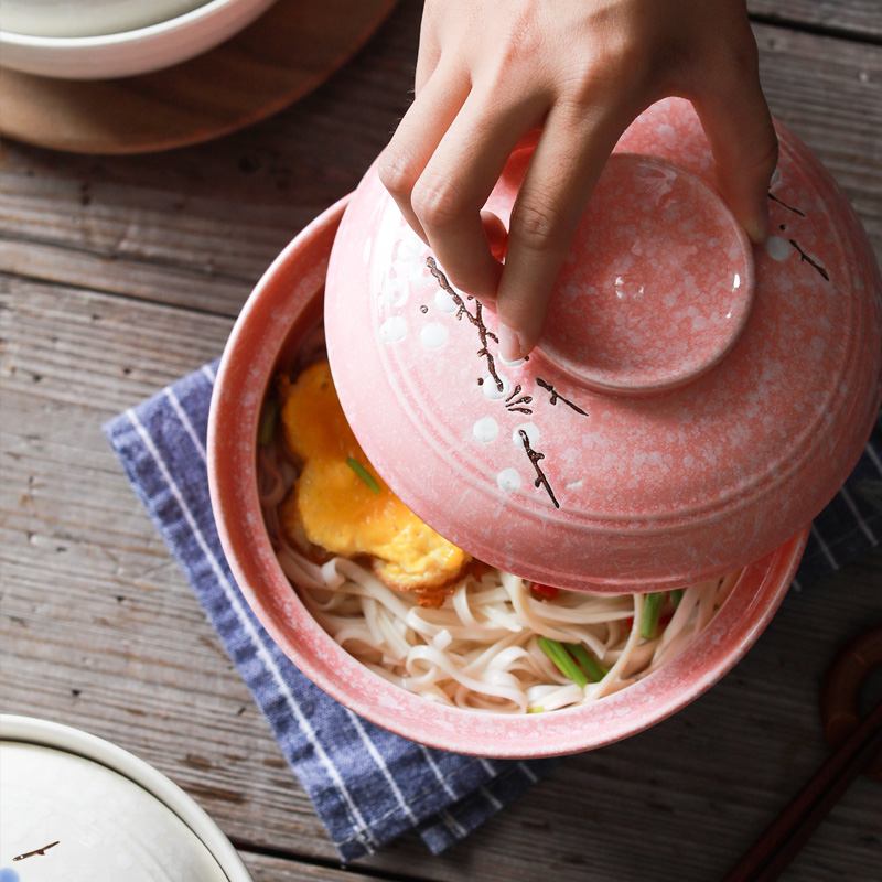 Jingdezhen ceramic bowl household use Japanese creative move eat rainbow such as bowl bowl with cover mercifully soup bowl large tableware