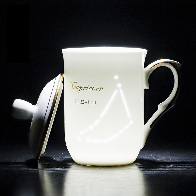 Ceramic household and exquisite glass creative move trend office keller cup with cover the men and women lovers cups water