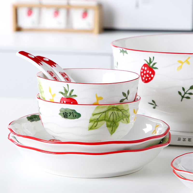 Jingdezhen Japanese ceramics eat bowl household creative move salad bowl to pull rainbow such as bowl bowl large single tableware