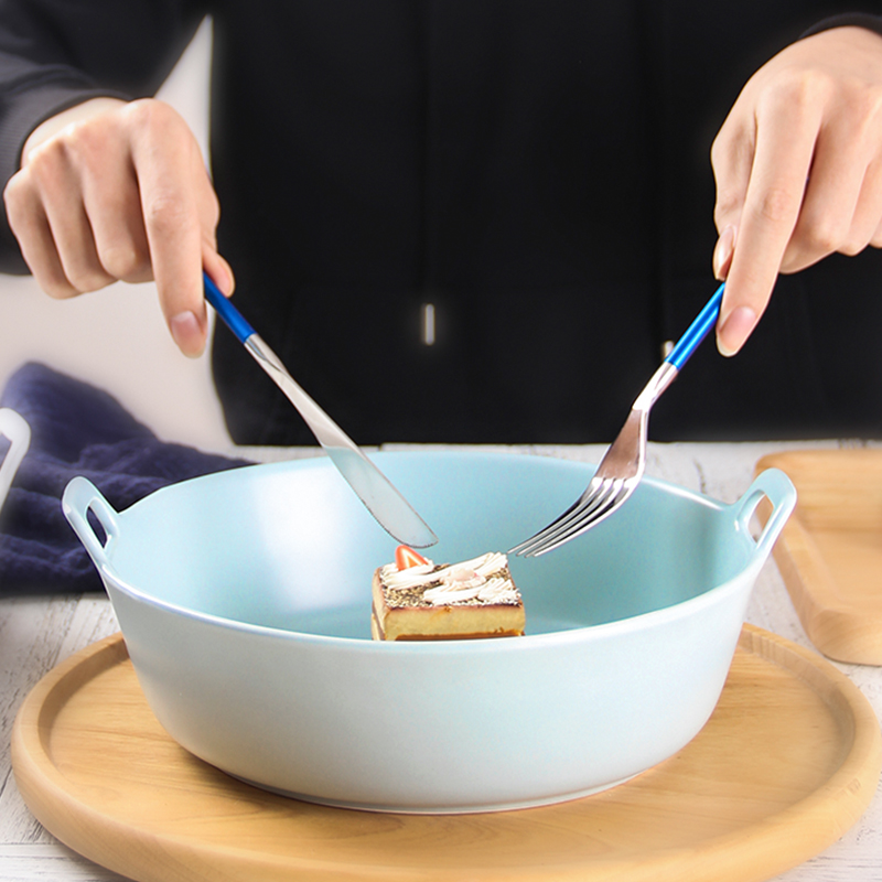 Jingdezhen ceramic bowl home eating utensils glaze color under the soup bowl creative Japanese 9 inches large salad bowl