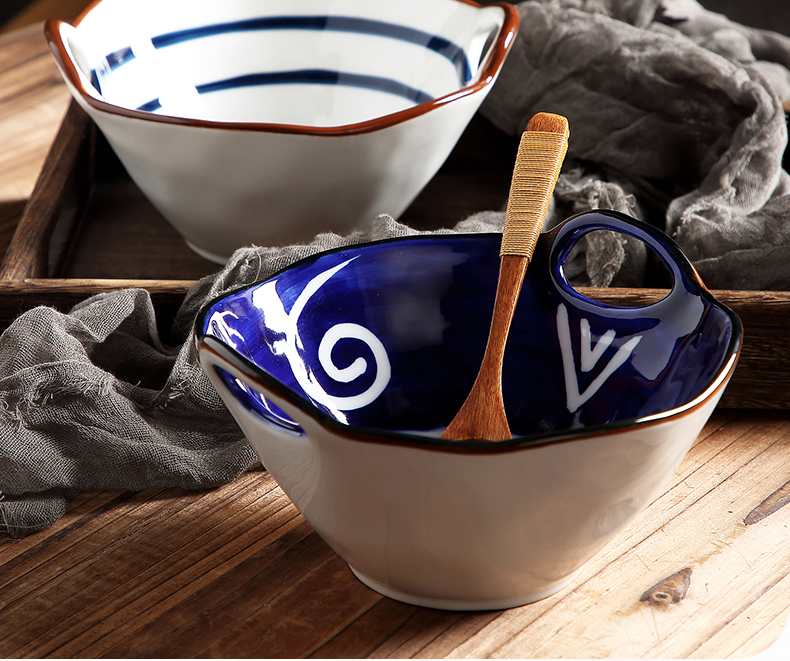 Japanese household ceramic bowl ears pull rainbow such use creative move hat to eat rainbow such as bowl bowl of soup to use a single network red tableware