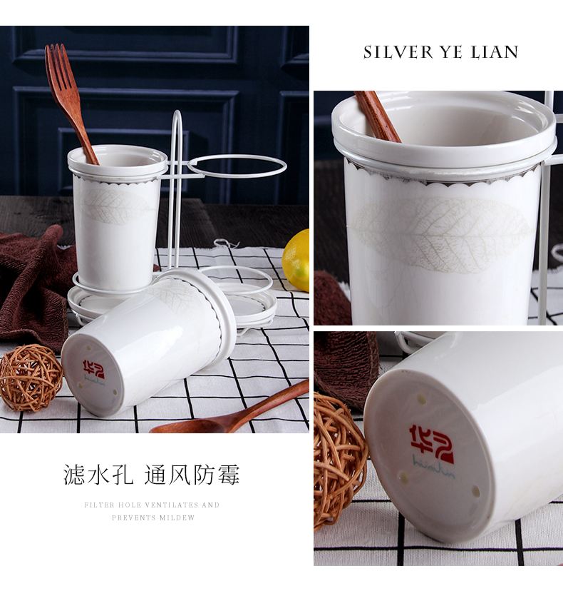 Binocular/box of bamboo chopsticks tube/cage mouldproof waterlogging under caused by excessive rainfall rack shelf Korean creative ceramic kitchen supplies
