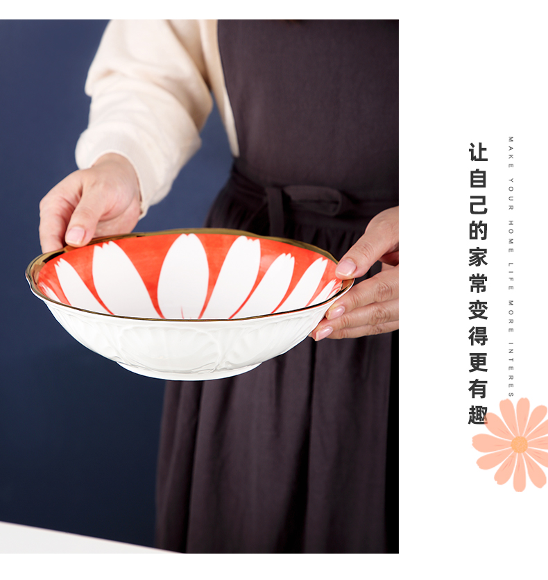 Jingdezhen ceramic eat rice bowl household Nordic creative move rainbow such as bowl bowl dish dish web celebrity plate in use