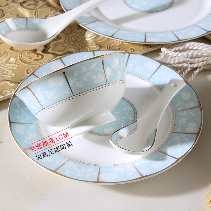 Jingdezhen ceramic tableware Korean household contracted eat bowl chopsticks sets ipads China dishes 56 head plate combination