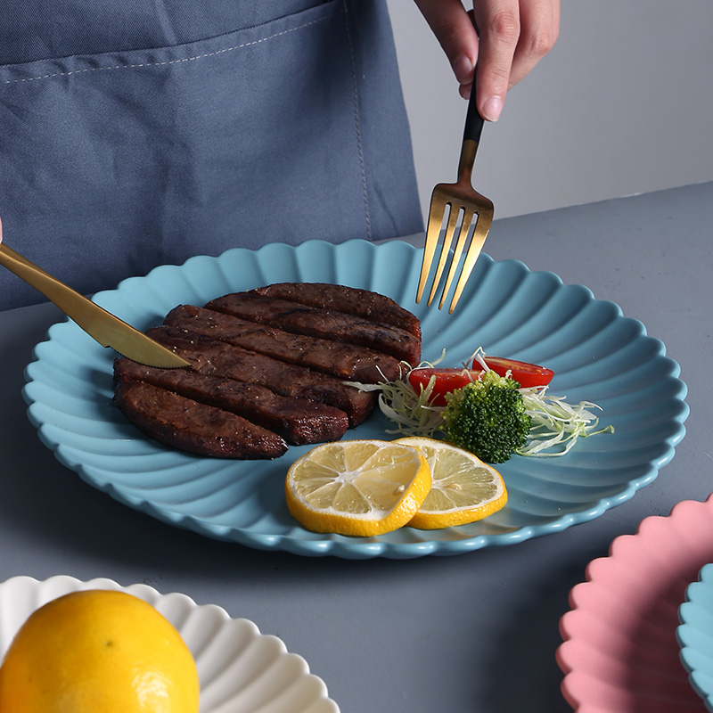 Nordic ceramic disc beefsteak dish home plate plate of creative move web celebrity breakfast tray was jingdezhen tableware
