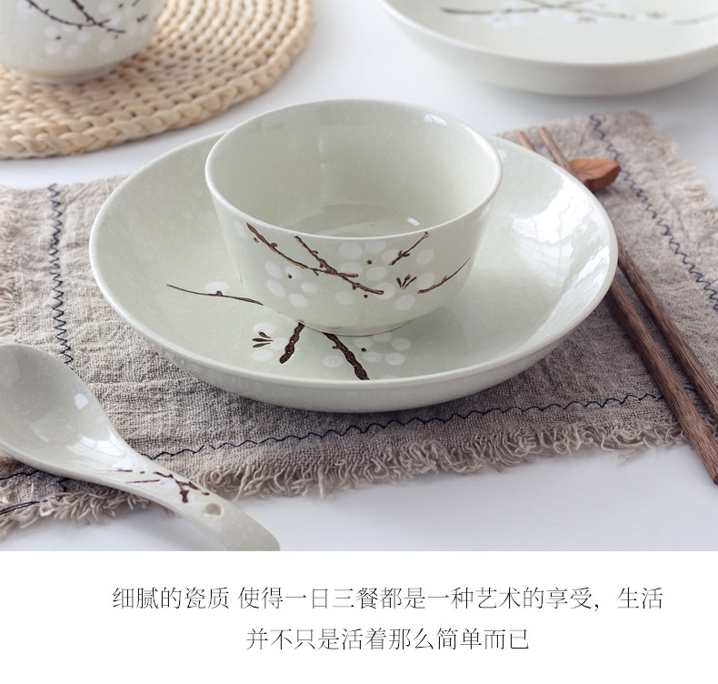 The dishes suit household ceramics 4/6 people soup bowl combined Japanese eat bowl chopsticks Nordic creative plate