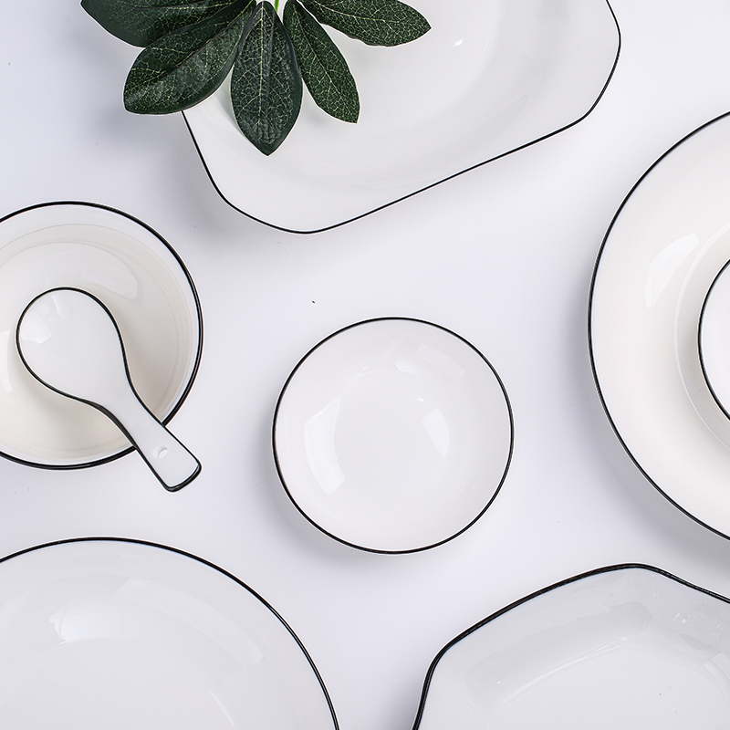 Eat rice bowl household jingdezhen porcelain dish bowl under the combination of ceramic glaze color ipads noodles soup bowl Nordic contracted tableware