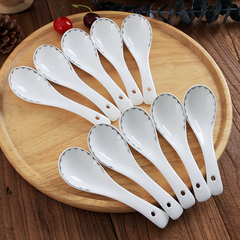 Jingdezhen ceramic creative household small spoon, 10 Chinese firm ipads with eating soup spoon, run out of tableware