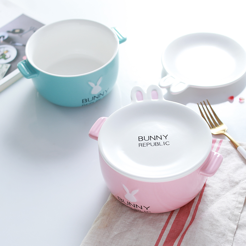 Jingdezhen ceramic bowl creative job home soup bowl tableware suit Korean fruit salad dessert rainbow such use