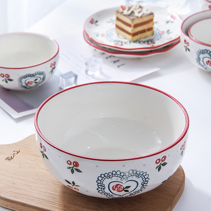 Large dishes suit household to eat bread and butter plate combination of jingdezhen ceramics noodles soup bowl creative Japanese dishes
