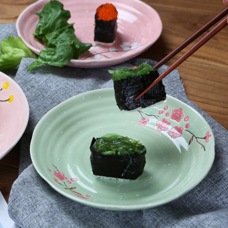 Jingdezhen ceramic plate round home deep LIDS, Japanese beef dish food dishes creative dumplings plate tableware