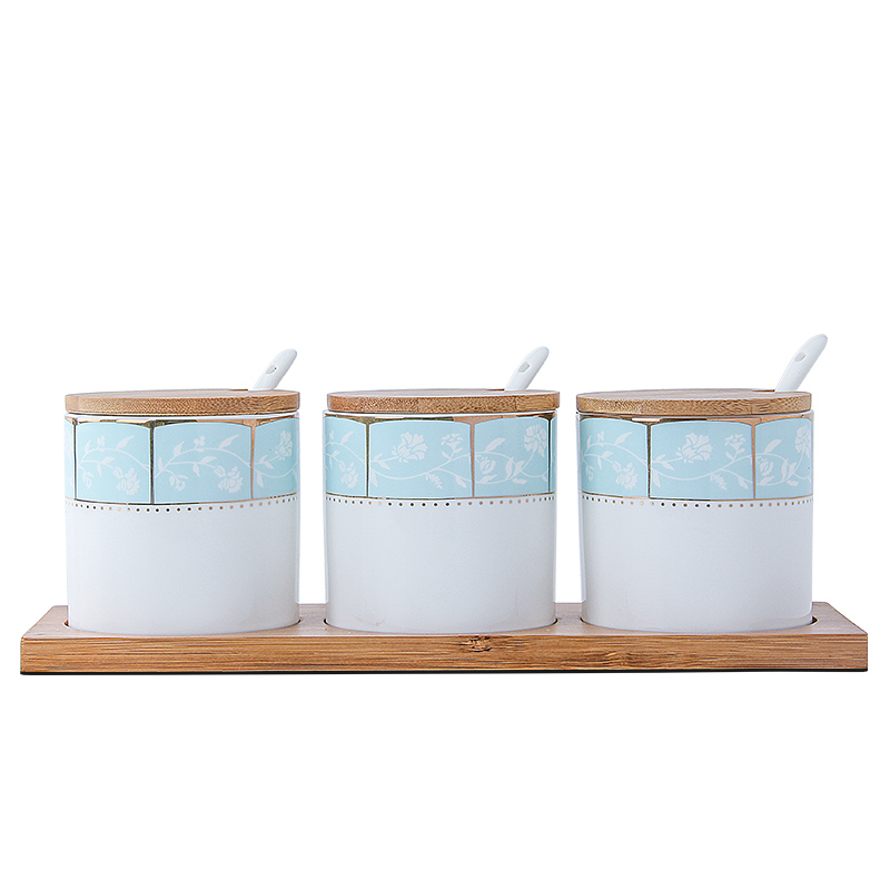 Seasoning sauce Seasoning box Korean box of jingdezhen ceramics box three - piece combination in creative contracted, cooking pot