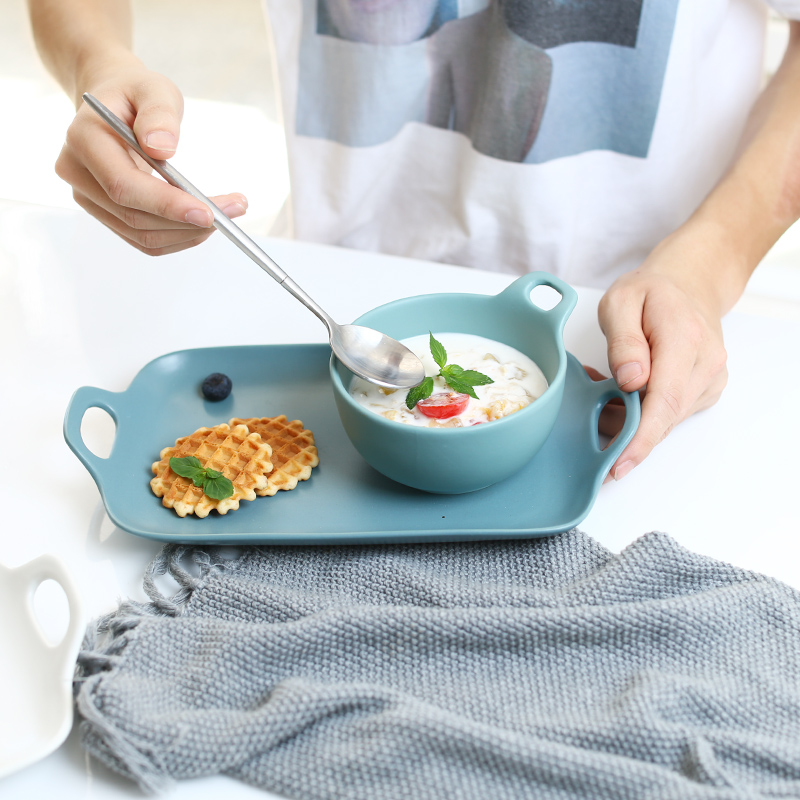 Japanese ceramics tableware household creative breakfast dish plate ears rectangle plate ears dish fish dish fruit plate