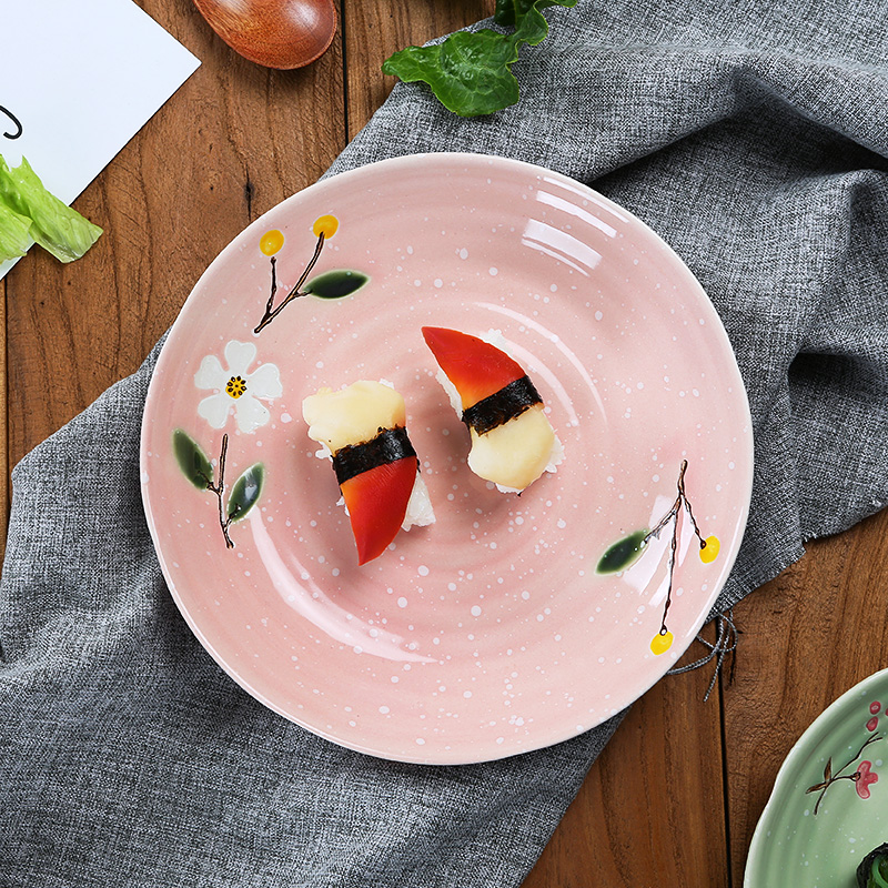 Jingdezhen ceramic plate round home deep LIDS, Japanese beef dish food dishes creative dumplings plate tableware