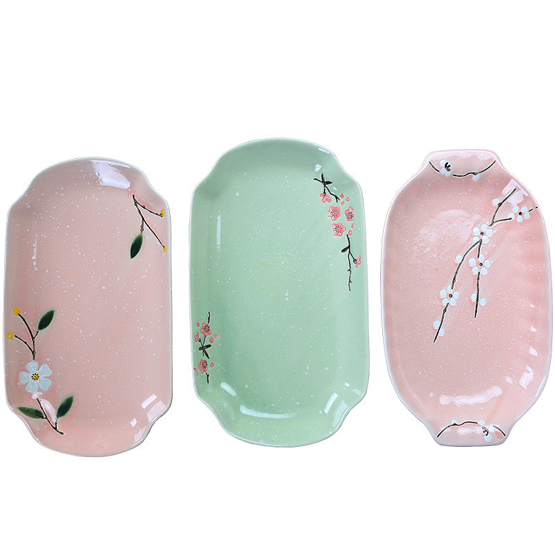 Jingdezhen ceramic fish dish creative Japanese home outfit tray plate disc rectangular large steamed fish plate tableware