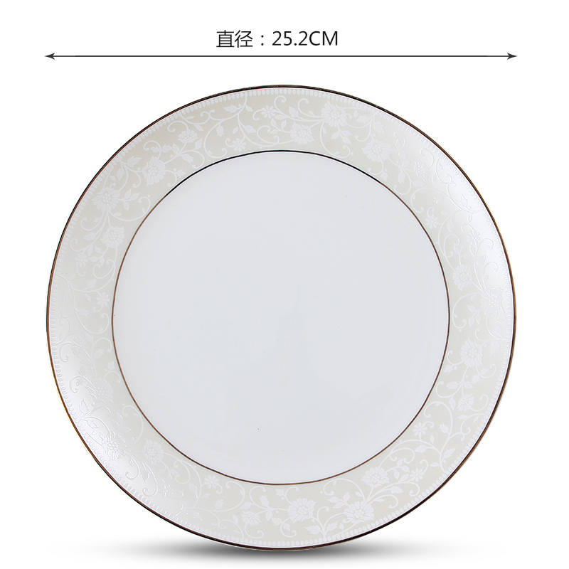 Plate household contracted jingdezhen ceramics steak 10 inches moonlight flat Plate of fruit tray was microwave oven tray