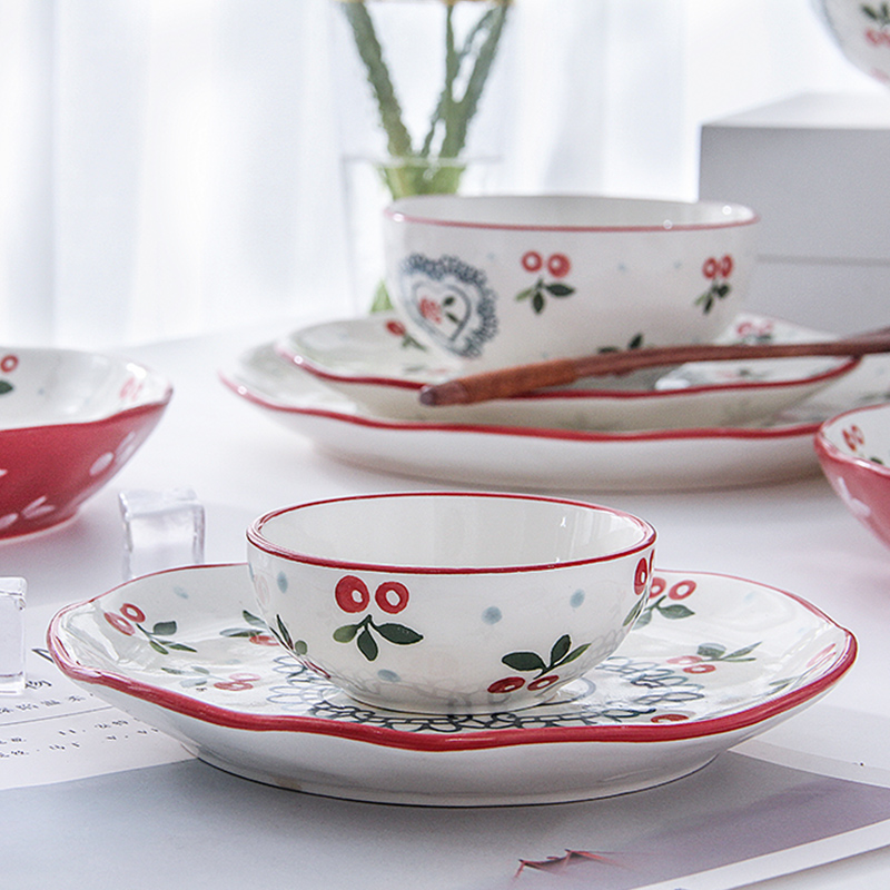 Large dishes suit household to eat bread and butter plate combination of jingdezhen ceramics noodles soup bowl creative Japanese dishes