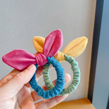 Korean version of buckskin rabbit ears small intestine hair ring children's ponytail injured hair headband rubber band headband girl jewelry hair accessories