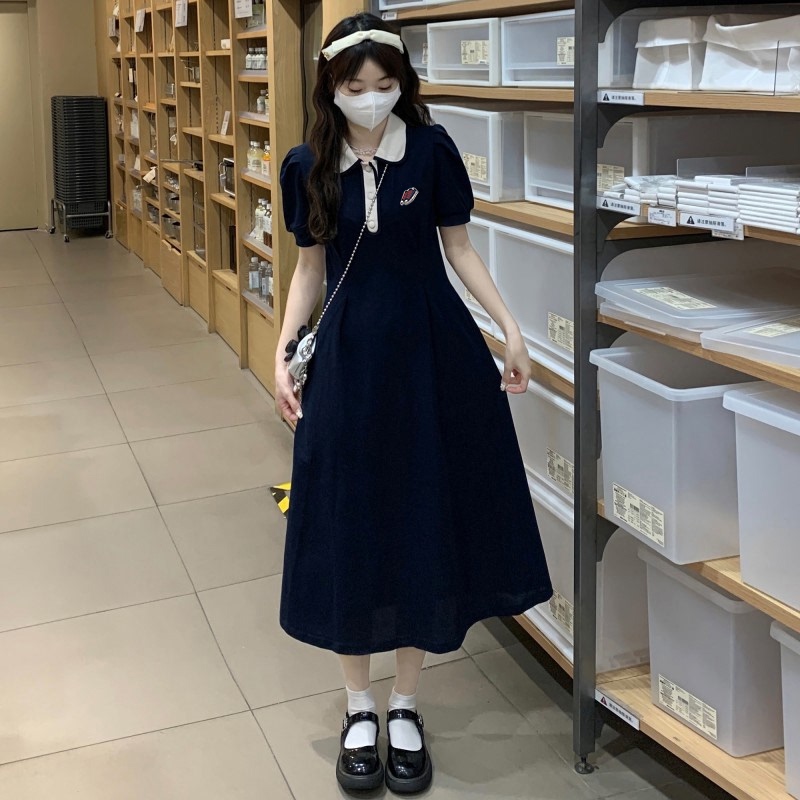 Polo Collar Dress for Girls, Summer 2026 New Style, Sweet Japanese School Style Long Dress for Middle and High School Students