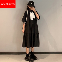 Long dresses Andromeda Superfairy Gas Department Ankle 2022 New Summer Dress Junior High School Raw Black Tandem Dress