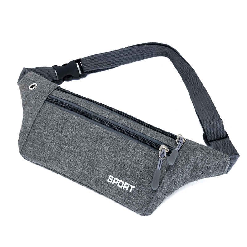 New waterproof Oxford cloth casual waist bag thin section close-fitting running sports men's mobile phone bag three-layer zipper waist bag for men