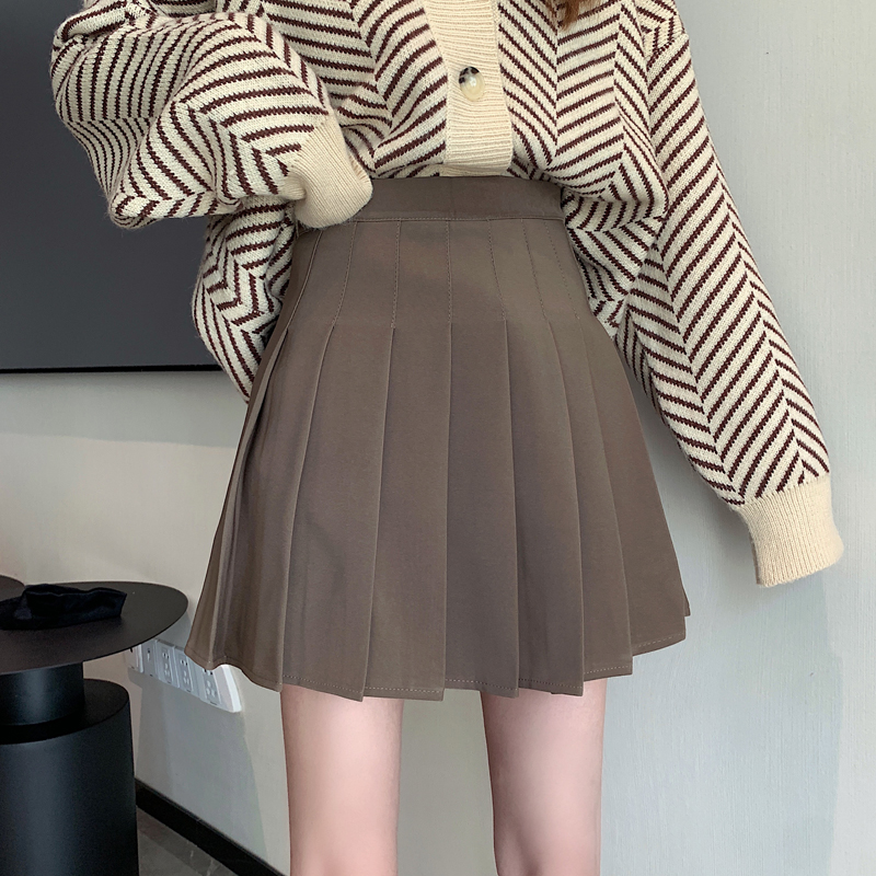 Early spring 2023 new A - word skirt female high waist slim skirt small retro - pleated skirt