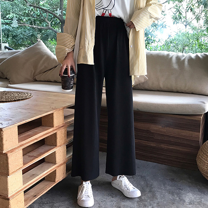 2022 spring new black pants loose casual pants high waist sag wide leg pants women's small straight pants