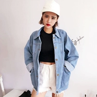 Mùa thu phiên bản Hàn Quốc mới của áo khoác denim dài tay mỏng mỏng học sinh hoang dã túi lớn áo khoác ngắn áo sơ mi nữ áo khoác nữ hot trend 2021áo khoác thun nữ