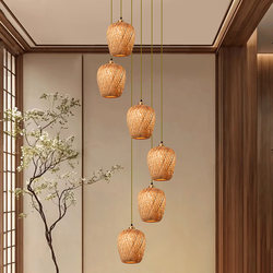 Oriental Song Dynasty Aesthetics Multi-Head Lantern Combination Staircase Chandelier Villa Hall Leap Stair Main Light Bed and Breakfast Main Light